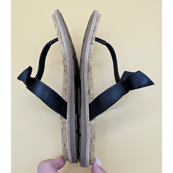 Kork-Ease Womens Size 6M Blake Thong Sandals Flip Flop Black Leather T- Strap - Picture 6 of 8